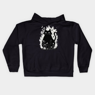 Black Cat and Wildflowers Kids Hoodie